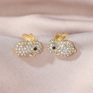 Full-Crystal Zircon Rabbit Earrings Stylish Petite And Versatile